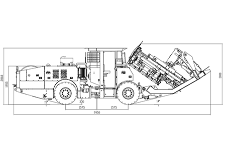 Внешние габариты буровой установки - вид сбоку